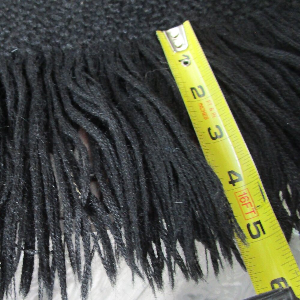 Black wool shawl blanket. 23x64inch warm sturdy scratchy wool. - Picture 12 of 15